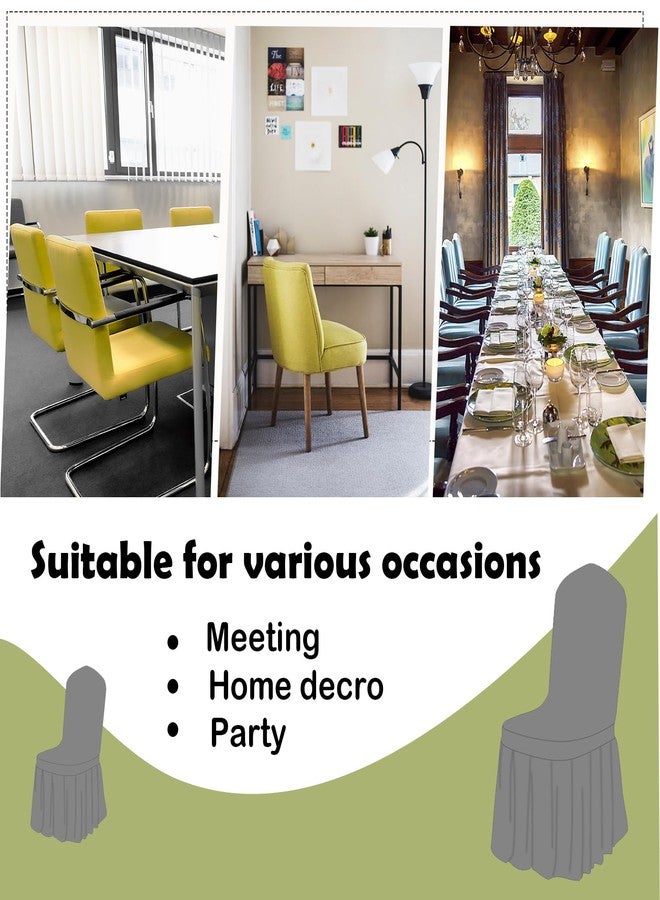 Qubjus 4 Pack Stretch Spandex Dining Chair Covers with Skirt - Washable & Fitted Slipcovers for Dining Room Chairs, Weddings, Home, Hotel Decor - White - Image 4